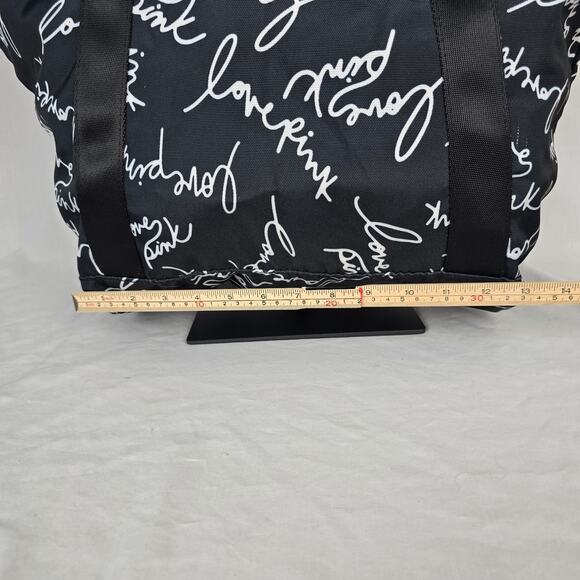Pink Victoria's Secret Tote Black with White Love Pink Print - Picture 13 of 16